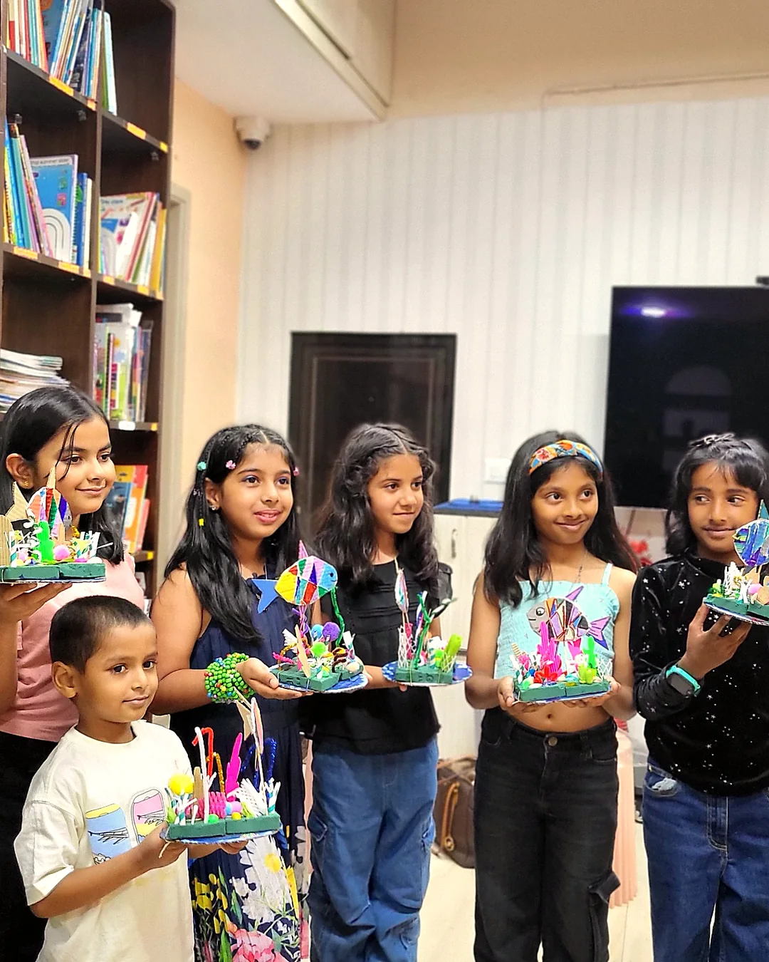 Children showing creations at BOB