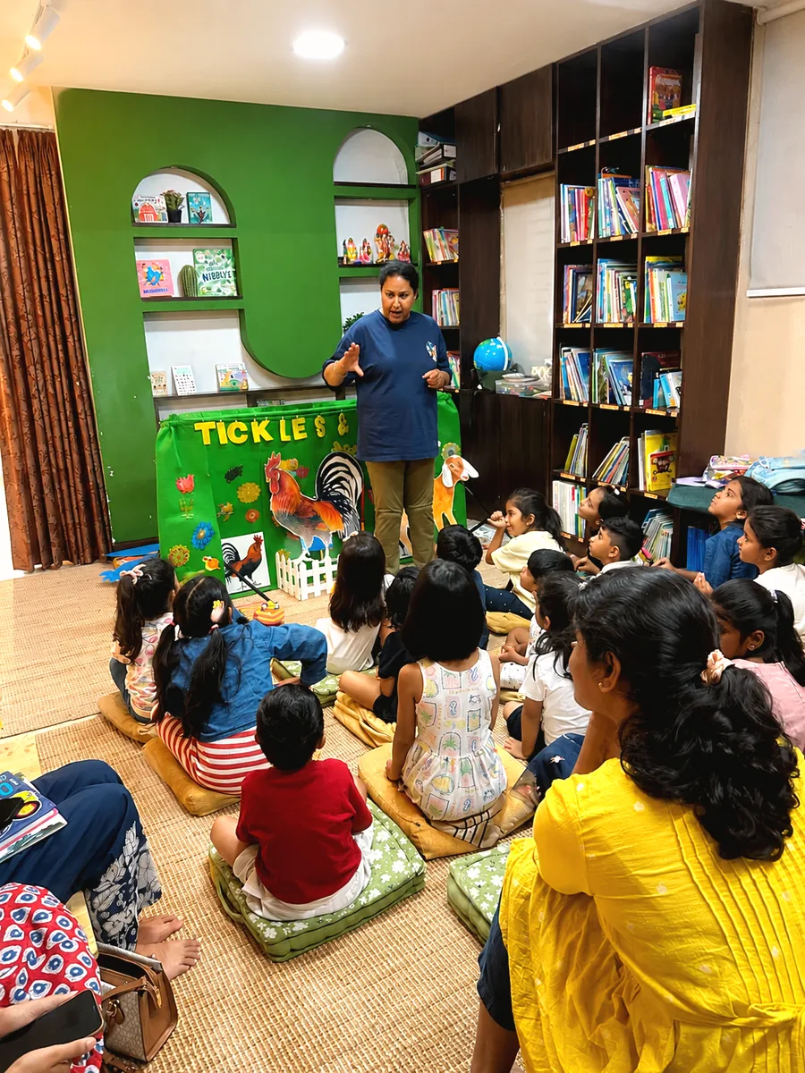 Storytelling circle in the BOB bookstore